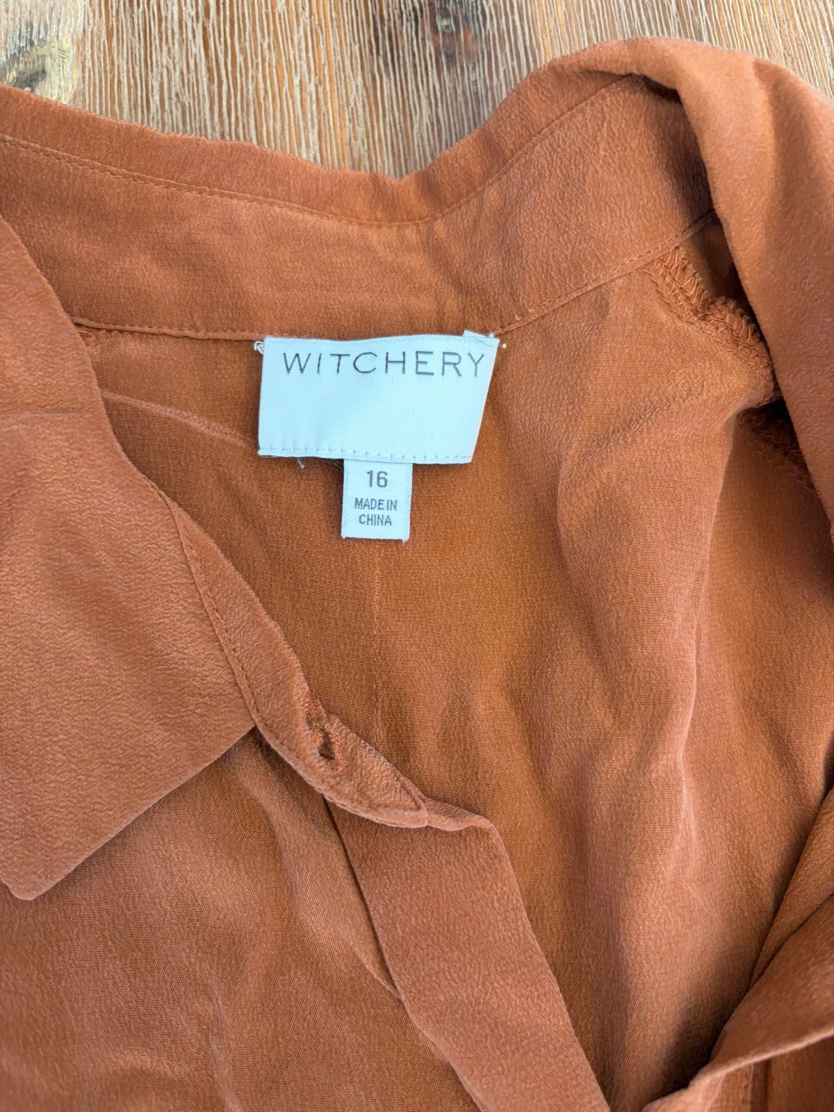 Witchery burnt orange shirt utility style size 16 – photo 2