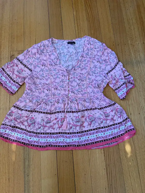 Caroline Morgan boho peasant blouse size 16