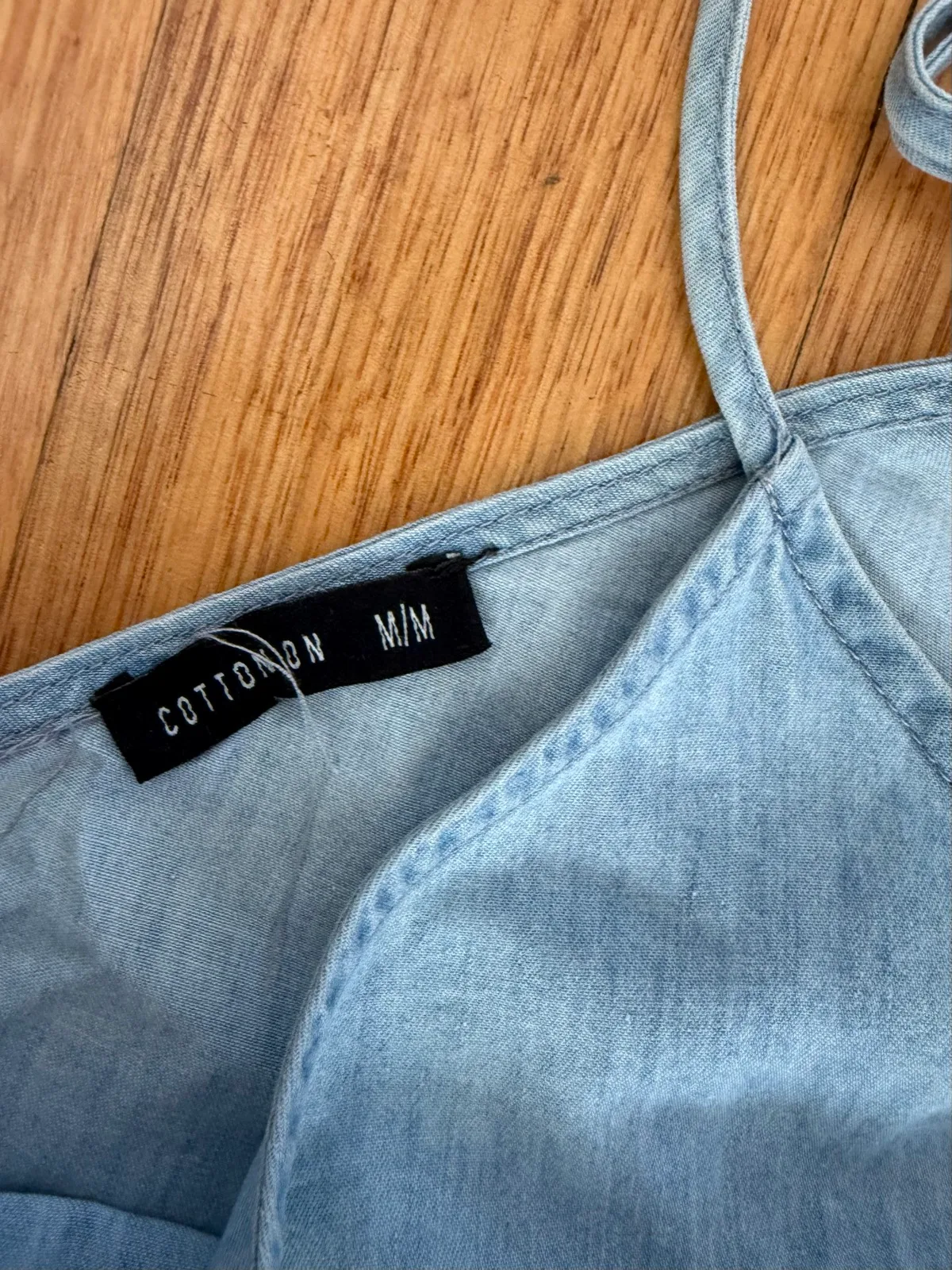 Cotton on blue chambray slip dress size m – photo 2