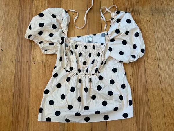 River island polka dot puff sleeve top size 16