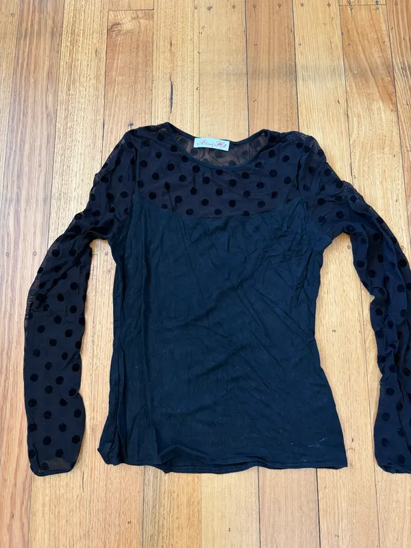 Allanah hill sheer mesh polka dot top size 6