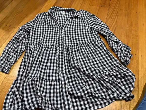 & me gingham tiered shirt dress size 14
