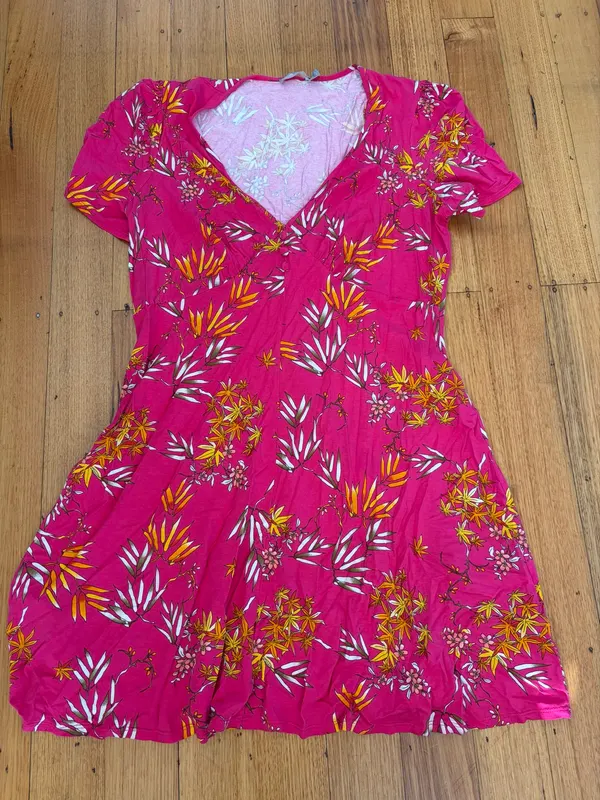 Asos pink v neck mini tea dress size 16