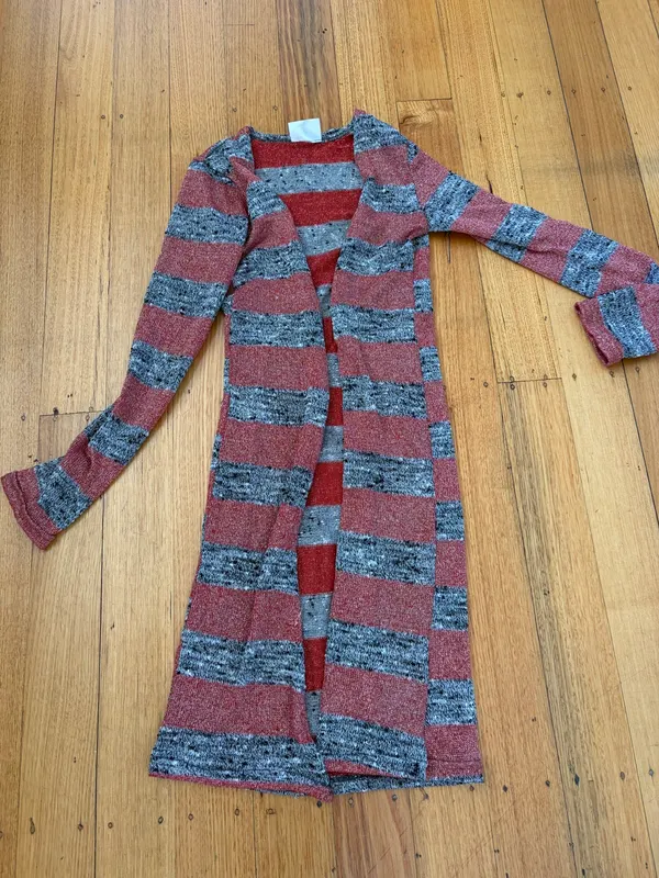 Style phase long open front cardi size s