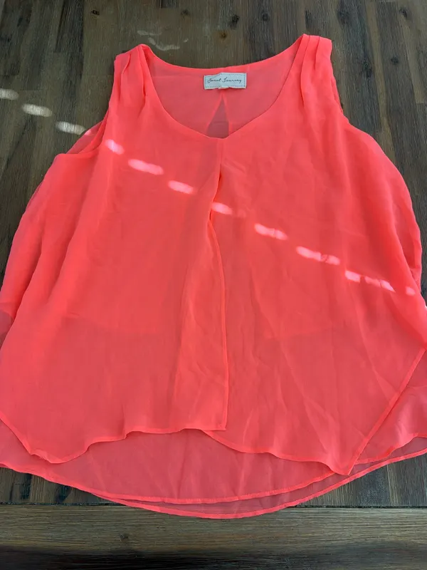 Sweet journey neon coral chiffon blouse size m