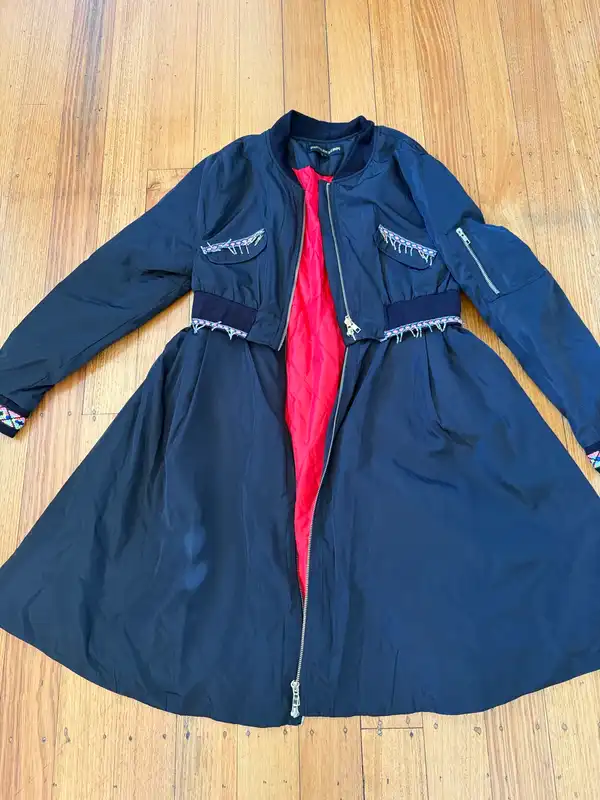 Don’t believe the hype mid length bomber jacket size L