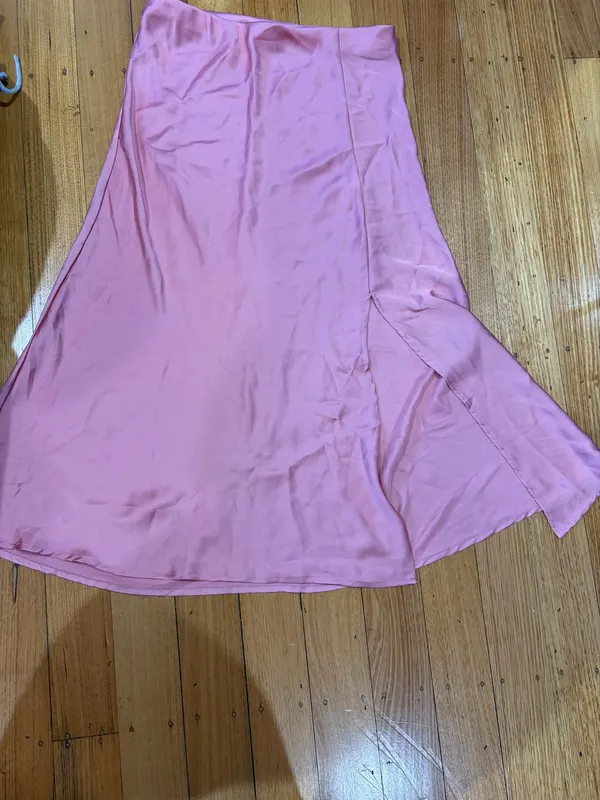 Cotton on pink satin maxi skirt size L