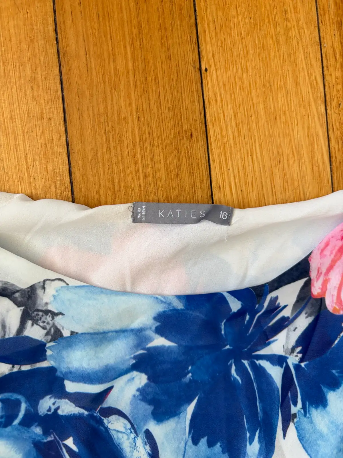 katies blue white pink floral chiffon layered round neck short sleeve blouse 16 – photo 2