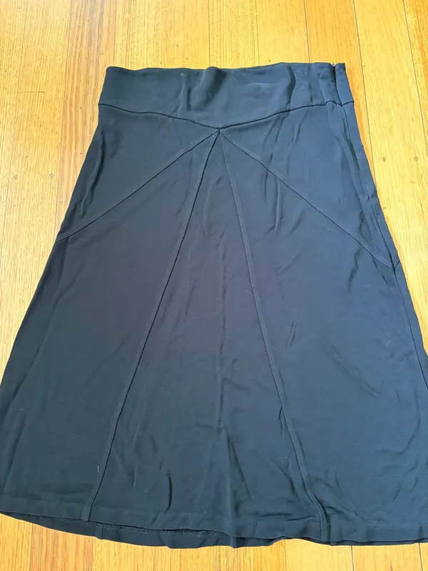 Vintage country road black panelled midi skirt size m