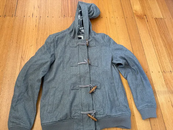 All about eve grey hooded duffle jacket size 14