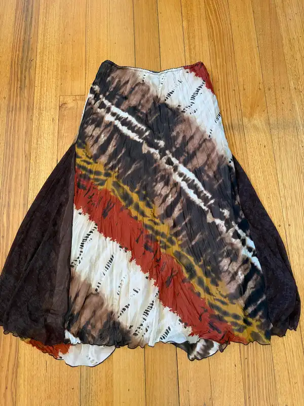 Vintage Vicky Vale tie dye crinkle maxi skirt size 12