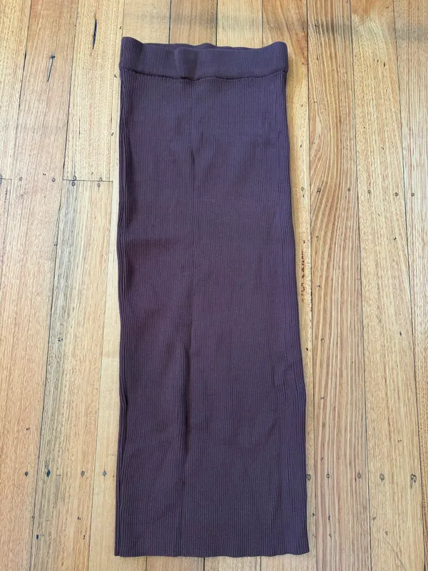 Style state choc brown ribbed knit column skirt size s/m