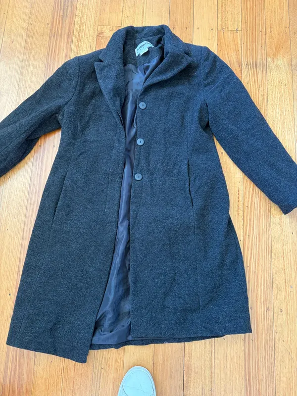 Vintage coordin8ght charcoal single breasted coat size 10