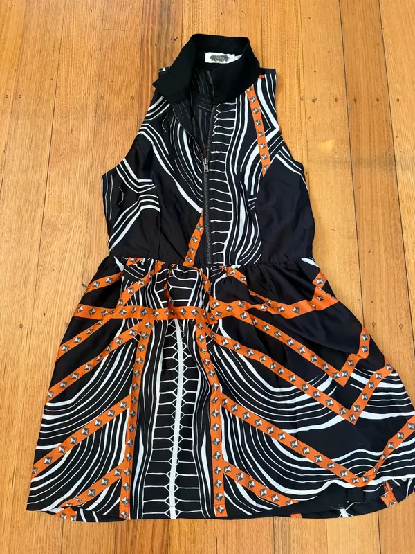 Vintage junk sleeveless zipper front mini dress size 12