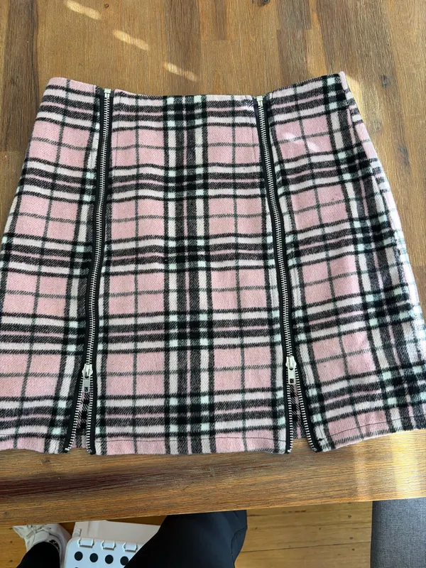 Missguided plaid double zip mini skirt size  10