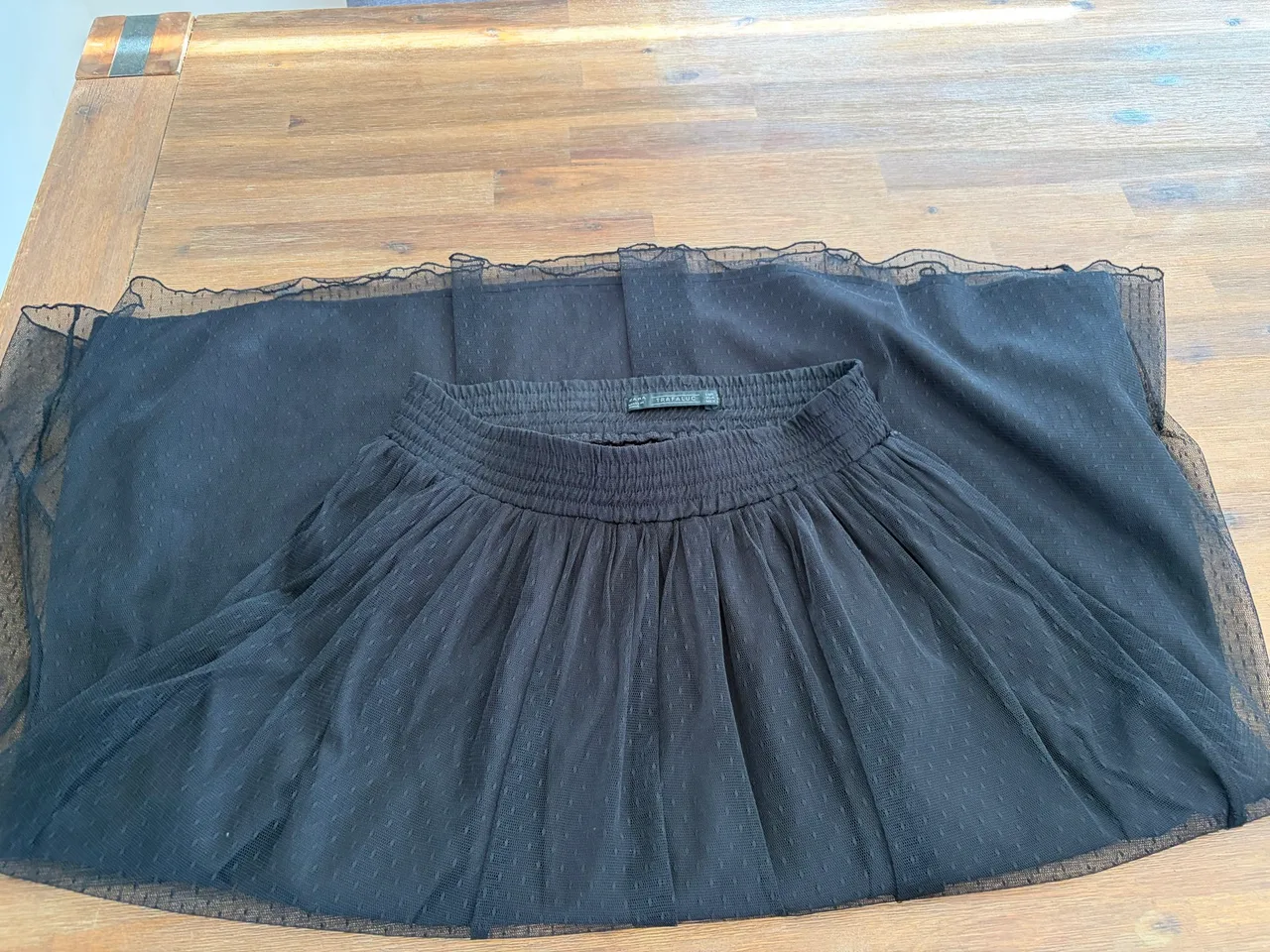 zara trafaluc black tulle midi skirt size m — photo 3