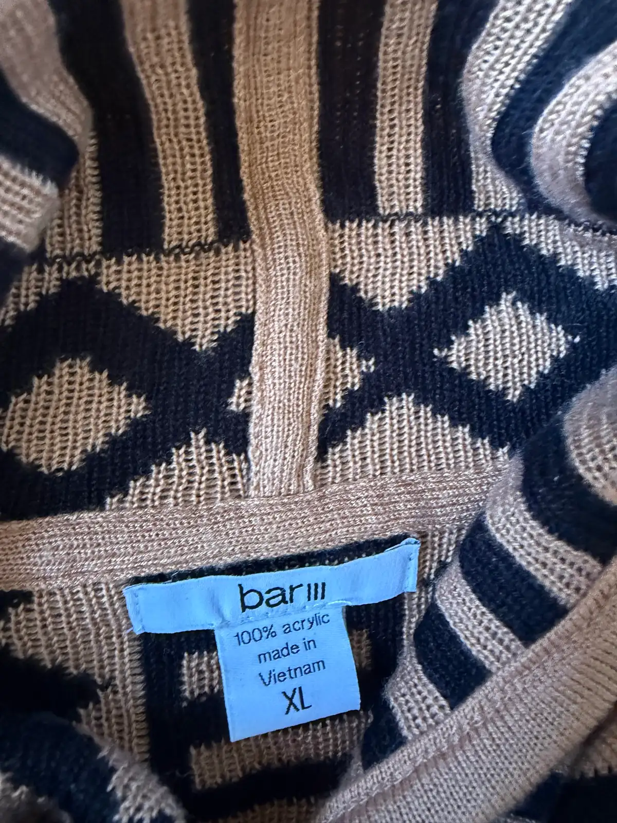 Bar III Aztec geometric print open cardi size XL – photo 2