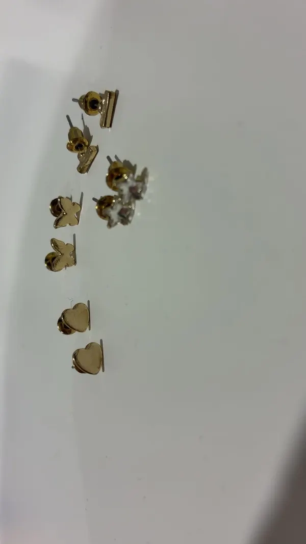 Gold plated stud earrings with different shapes