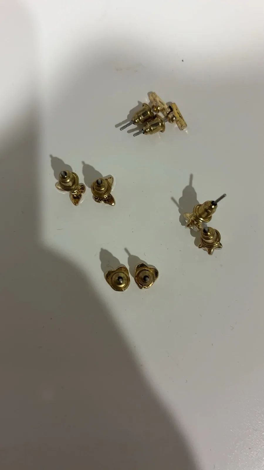 Gold plated stud earrings with different shapes – photo 2
