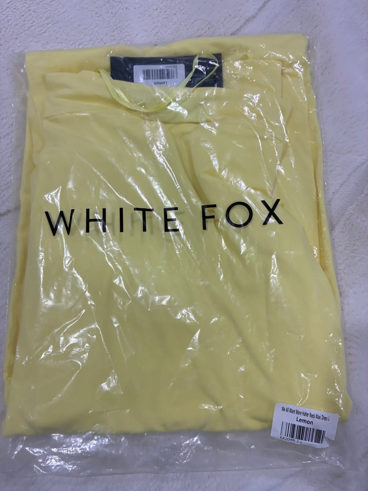 Yellow white fox maxi dress “We all want more halter neck maxi dress lemon” – photo 3