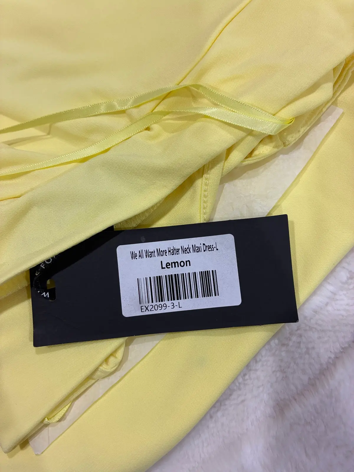 Yellow white fox maxi dress “We all want more halter neck maxi dress lemon” – photo 5