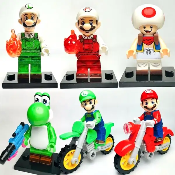 Super Mario Characters (Set of 6) - Custom Brick Minifigures