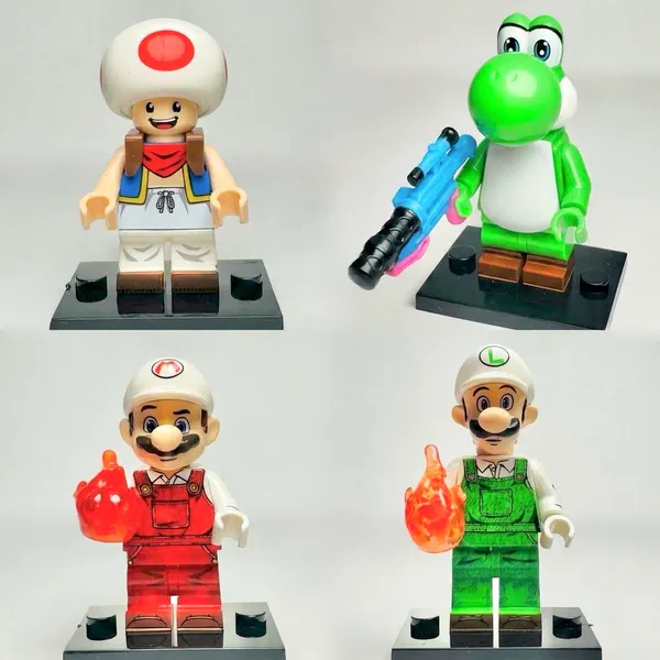 Super Mario Characters (Set of 4) - Custom Brick Minifigures