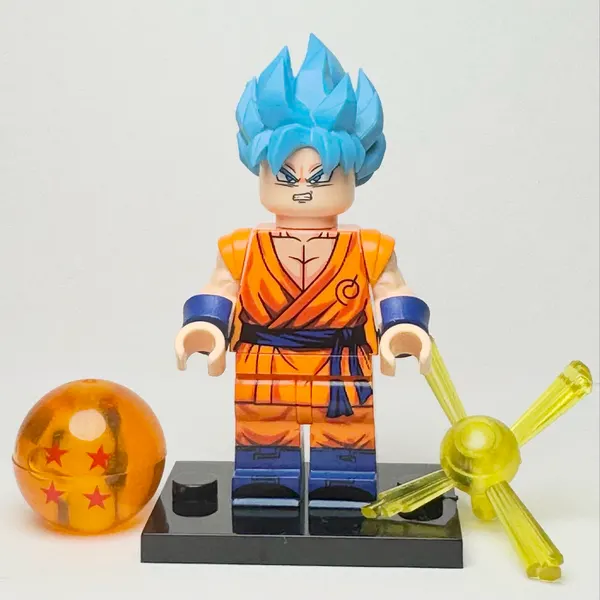 Dragonball Anime - Goku (SSG) Blue Custom Brick Minifigure