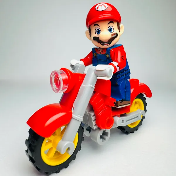 Mario & Bike - Custom Brick Minifigure